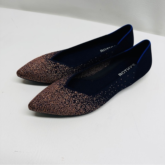 Rothy's Women's rose gold sparkly midnight metallic & navy ombre size 9. - Picture 2 of 8